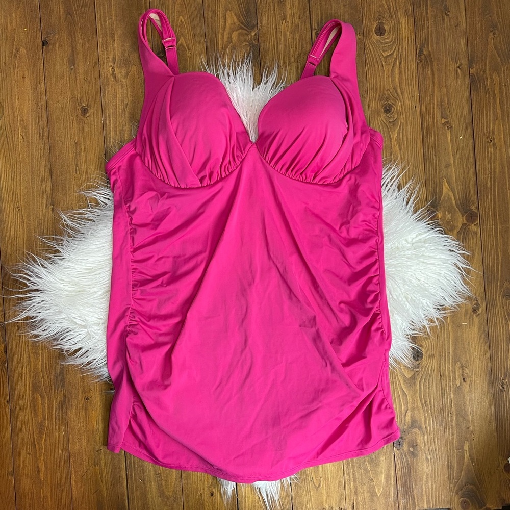 Lane Bryant Cacique Tankini swim suit top 42 D pink